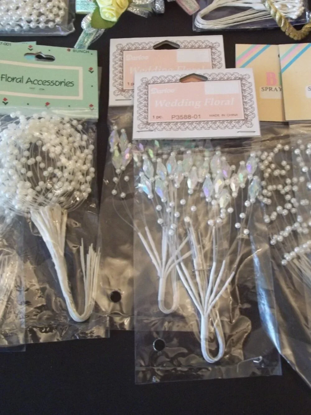 Vintage Beading Floral Sprays, Wedding Bridal Craft Supplies, Lot
